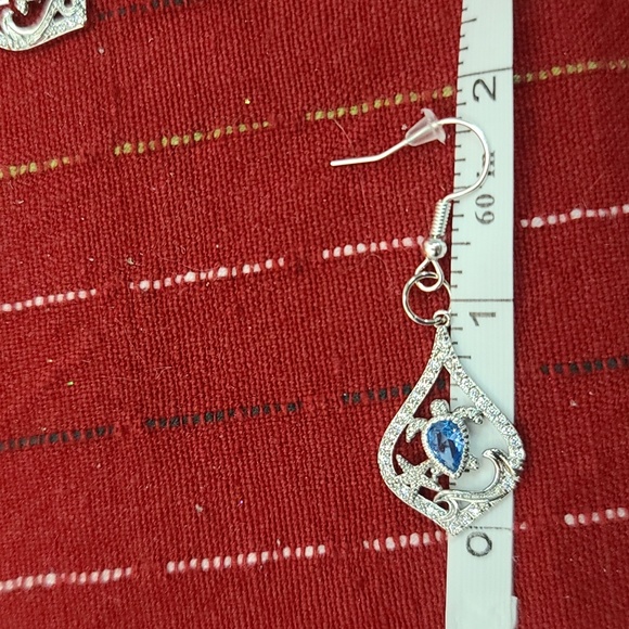 Turtle Rhinestone Dangle Drop Earrings - Picture 5 of 5